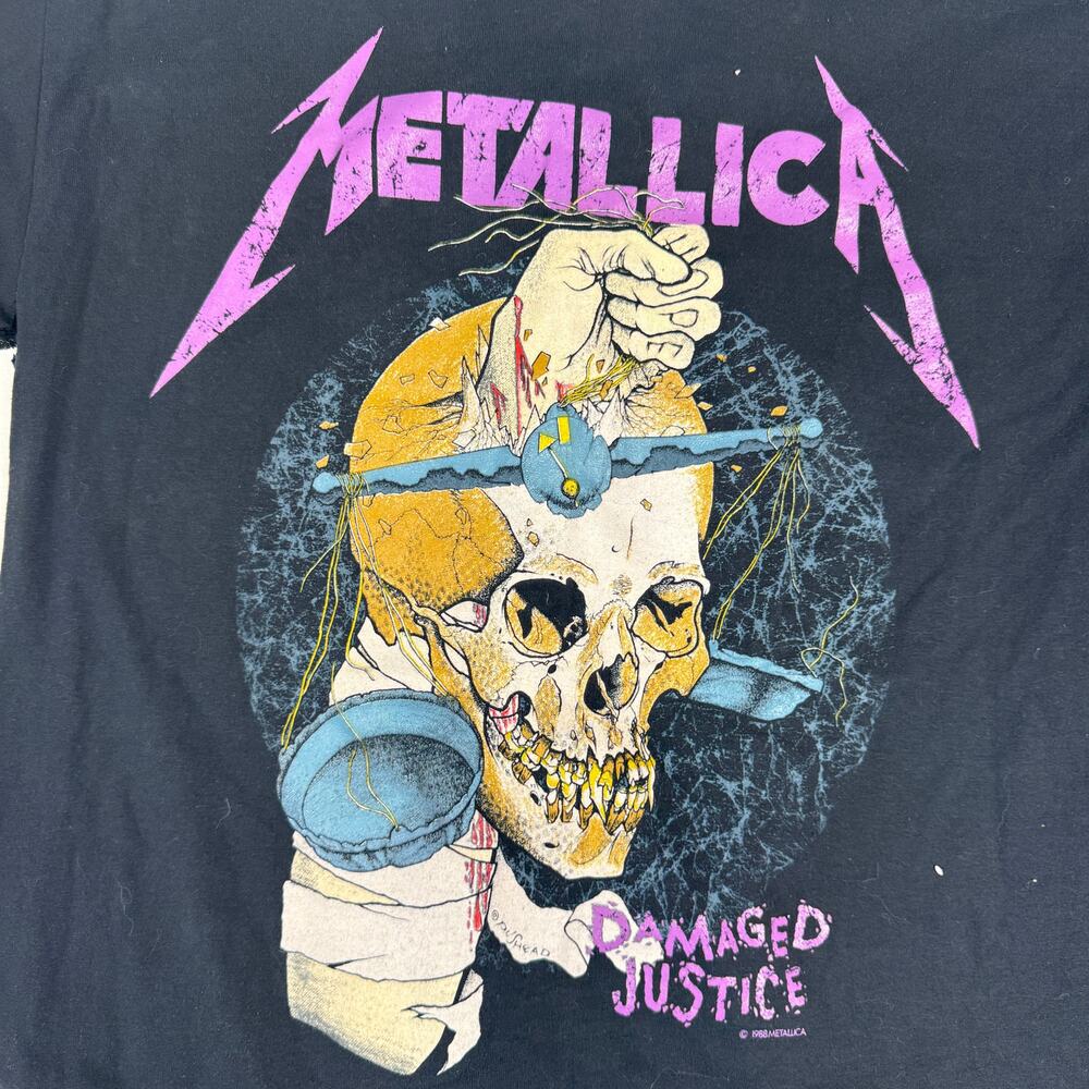 Vintage 1988 Metallica Damaged Justice Tour T-Shirt | Thrashed Pushead Graphic